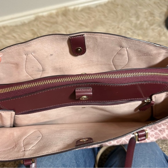 Kate Spade Flower Coated Canvas Zeezee Medium Work Tote Bag & wallet PinkMauve - Picture 6 of 9